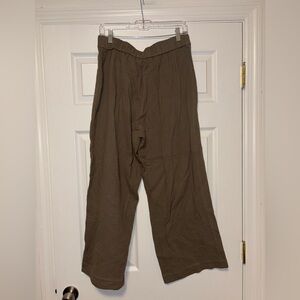 Jenni Kayne Cotton Gauze Wide Leg Pants Large Olive Green